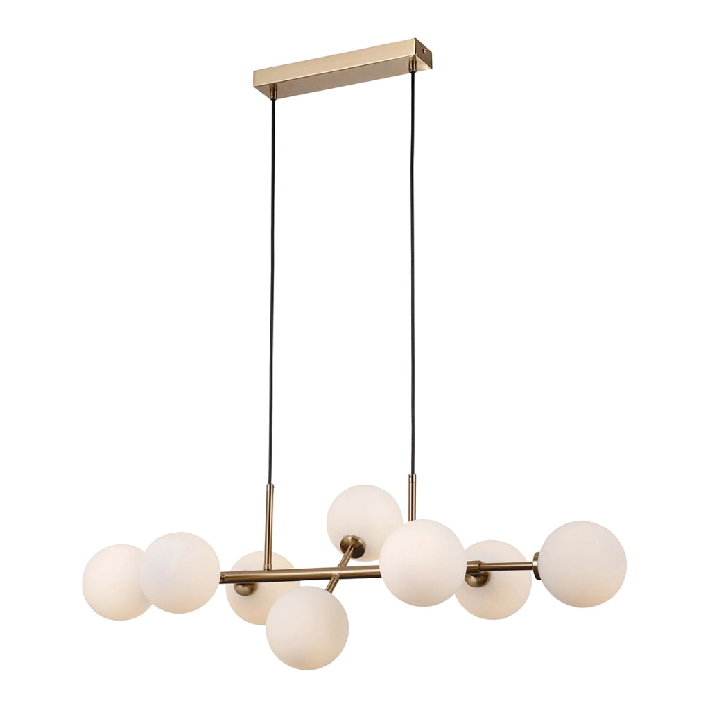 Lampada a sospensione Italux Mirellio 8 luci sfere bianche ottone