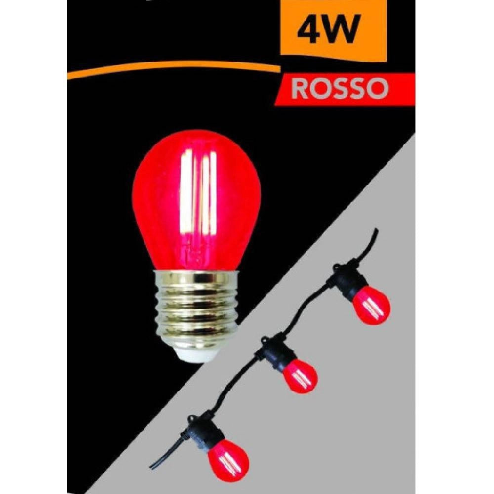 Trade Shop - Lampadina Led A Filamento G45 Attacco E27 4w A Globo Luce Colorata Rosso G45a-tr -