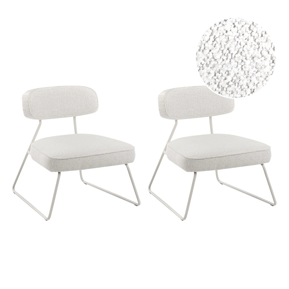 Set di 2 poltrone in tessuto bianco sporco con gambe in metallo senza braccioli Soggiorno moderno