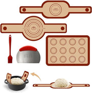 Set di 5 mattonelle di silicone riciclabili per Dutch Oven - Rosso - Inclusa mattonella per macarons e strumento per tagliare la pasta/penne per olio - 30 x 21 cm