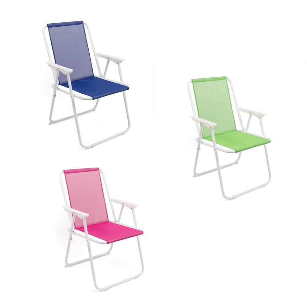 Trade Shop - Set 6pz Sedia Pieghevole Da Mare Spiaggia Campeggio In Metallo Tela Colorata 023282 -