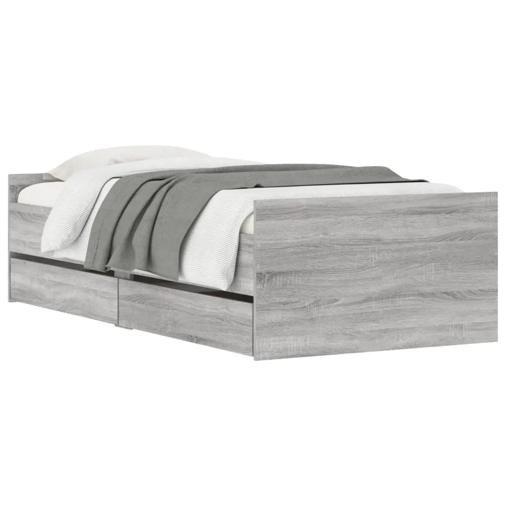 Giroletto con Cassetti-Struttura Letto con contenitore Grigio Sonoma 90x200 cm 870081