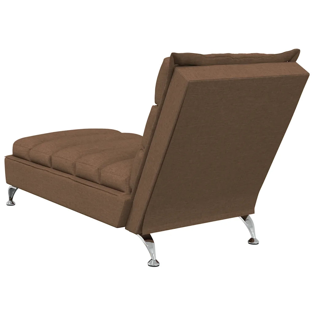 vidaXL Chaise Longue Massaggi con Cuscini Marrone in Tessuto