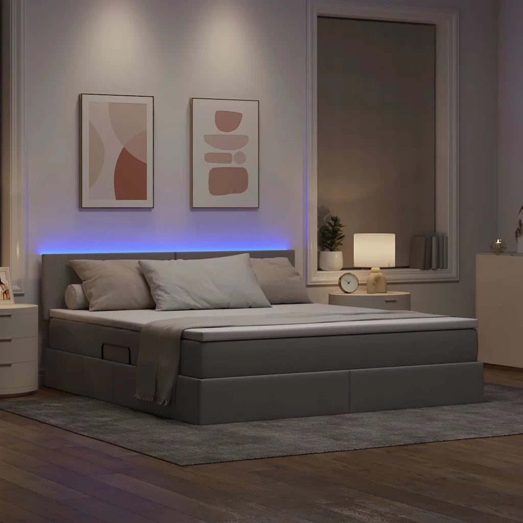Letto con contenitore LED e materasso Tortora 180 x 200 cm