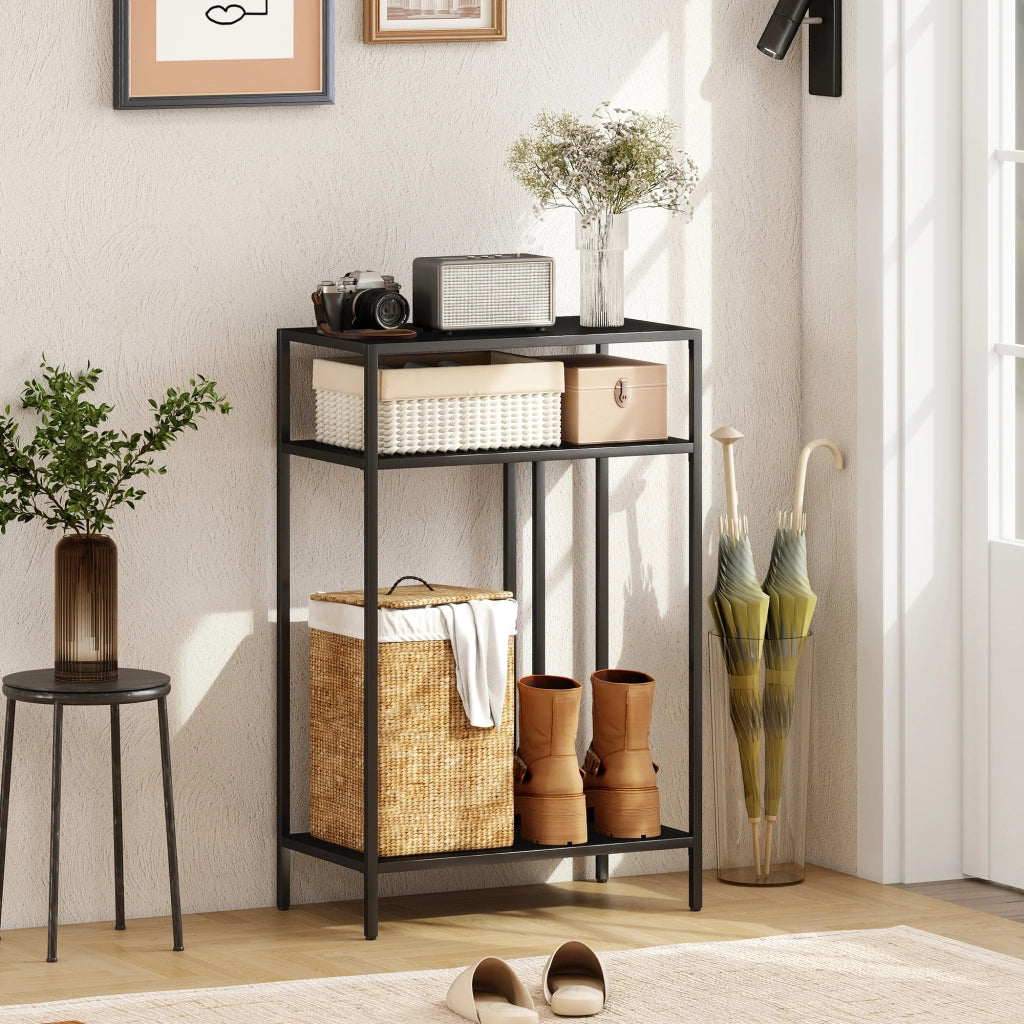 Tavolino Consolle Ingresso 3 Ripiani Stretto ¨C zephmum ¨C 55 cm Nero