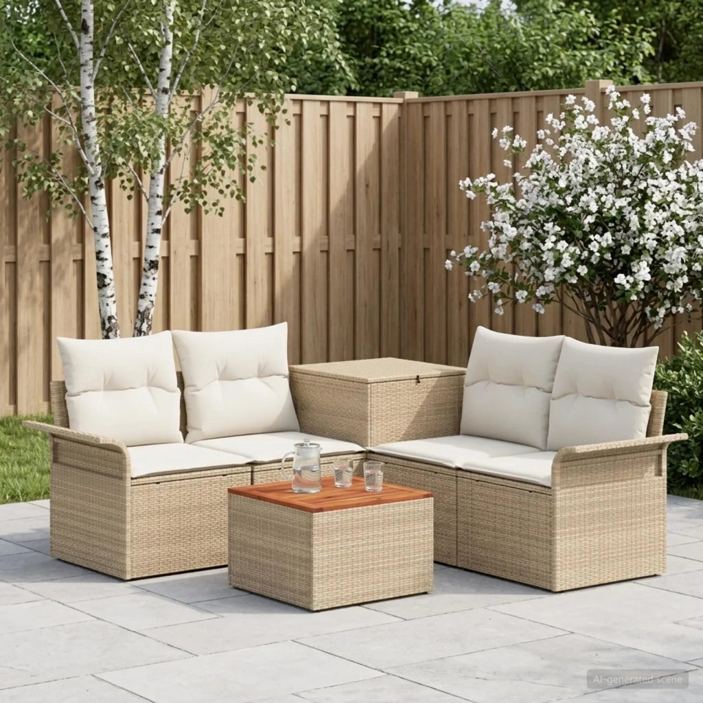 Set di divani 6 pz 4-Numero di posti Beige e Bianco Crema 3447092