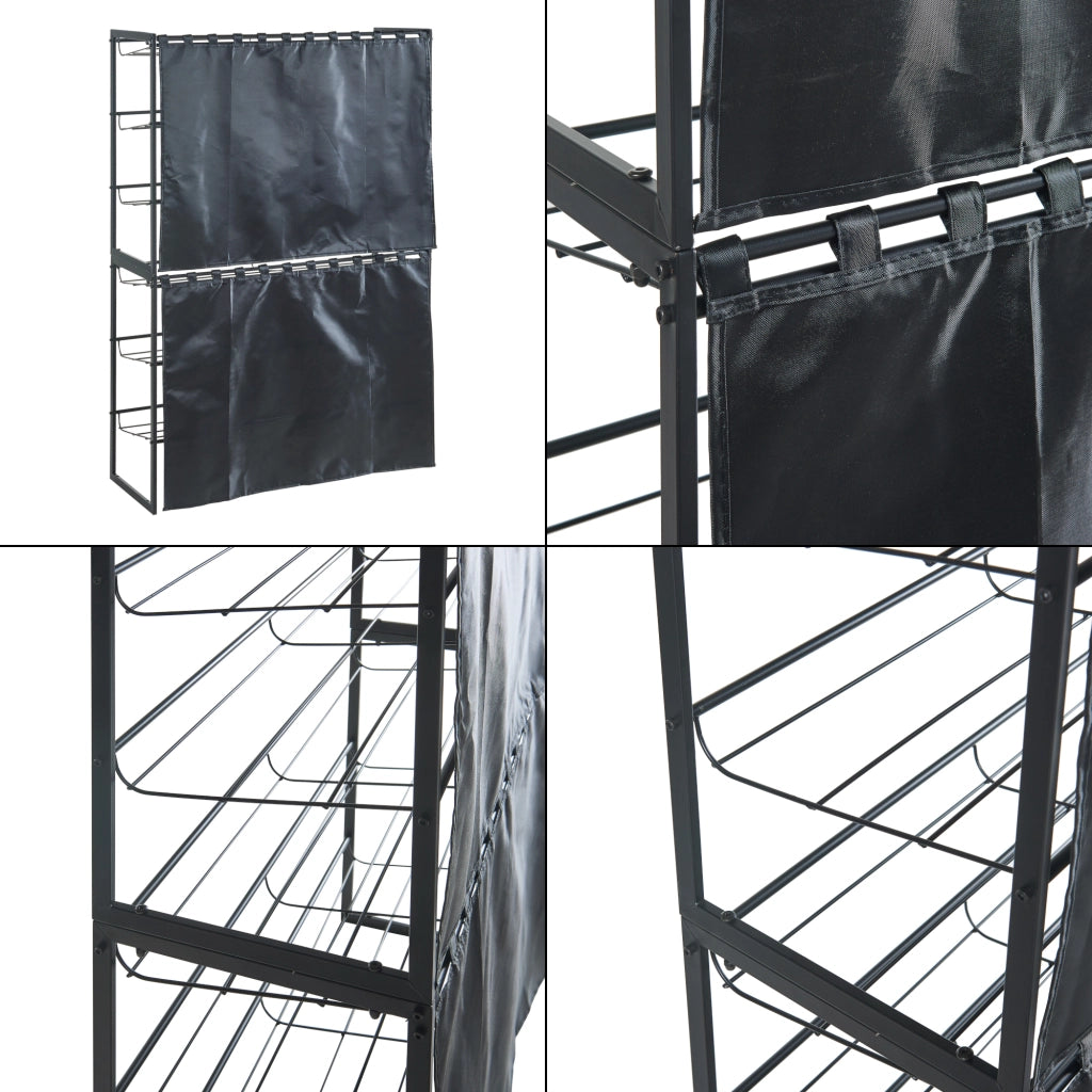 Set di 2 Scaffali Portascarpe Sel Scarpiere in Metallo con Tendine - Nero [en.casa]