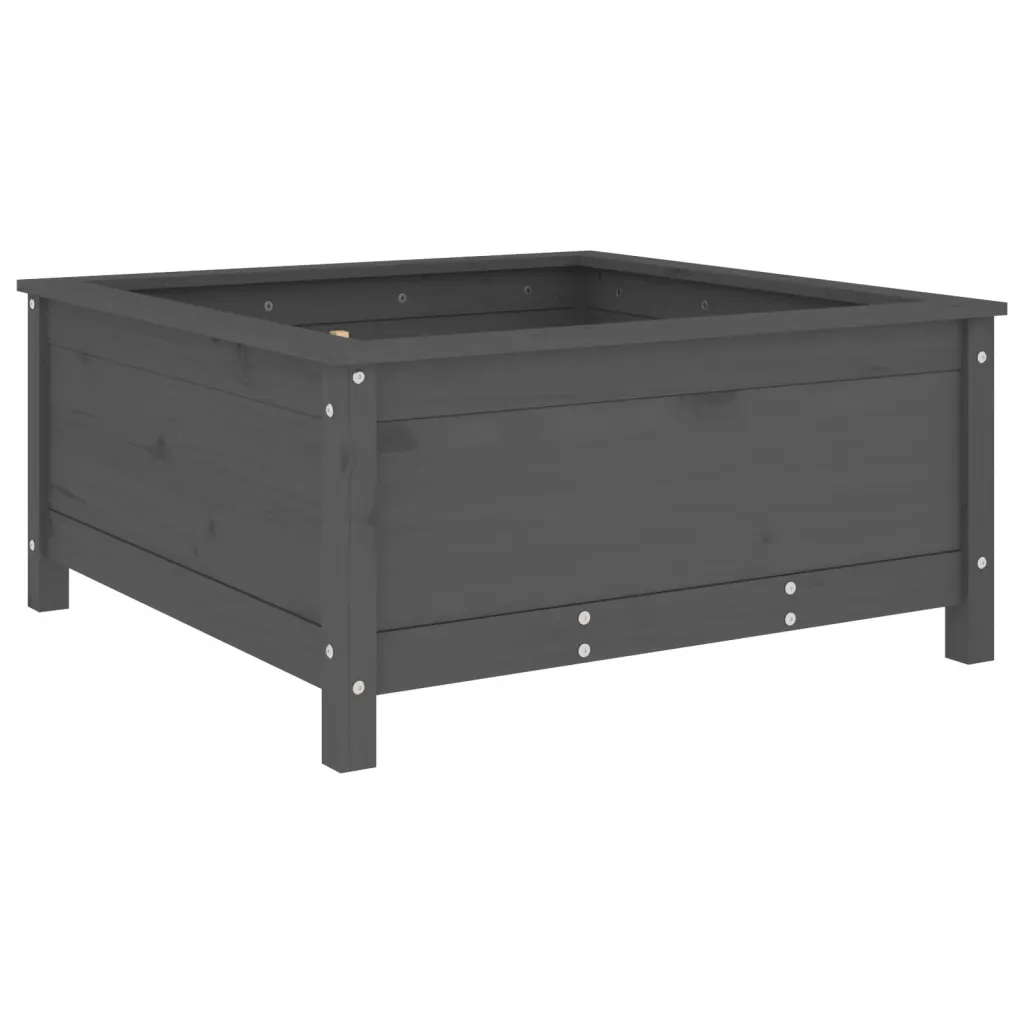 Fioriera da Giardino-Vaso da Esterno-Contenitore per Piante Grigia 82,5x82,5x39cm Legno Massello Pino