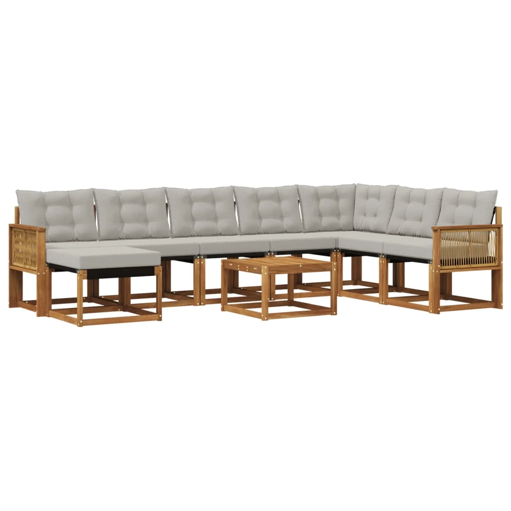 Set di divani da esterno 9 pz Naturale e Grigio Chiaro 3382163