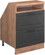 Mobile sottotetto Rion, Antracite casa di campagna, 60 x 81.6 cm con 2 cassetti, carcassa 60 cm profondità, adatto per il salvaspazio sotto tetti spioventi