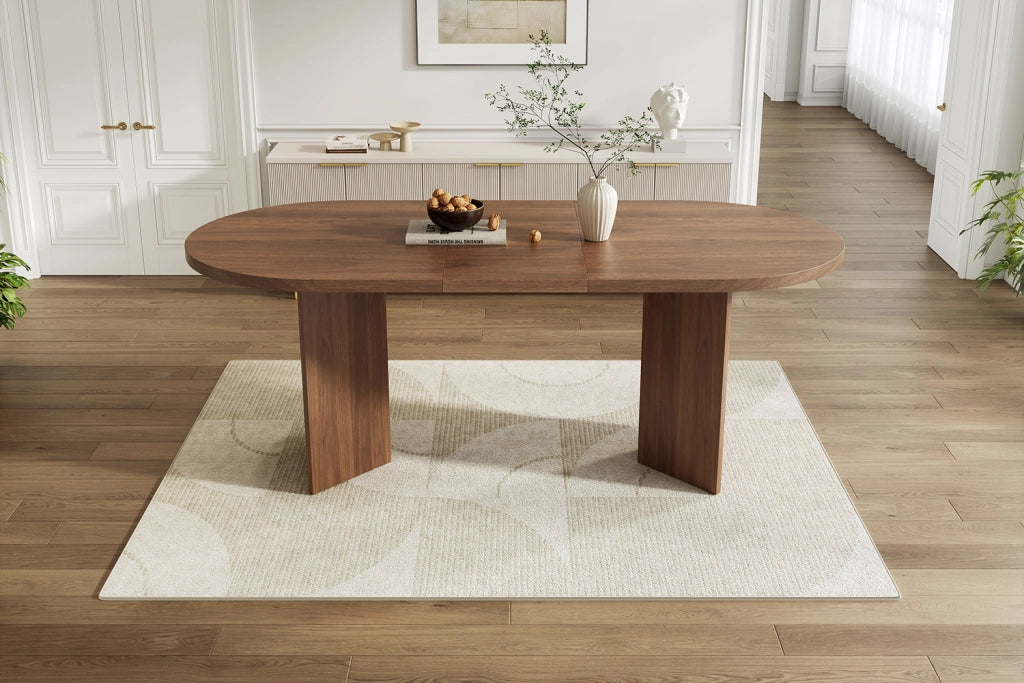 Tavolo da pranzo per 6-8 persone con piano spesso 18 mm e angoli arrotondati in MDF noce per sala da pranzo 160 × 80 cm