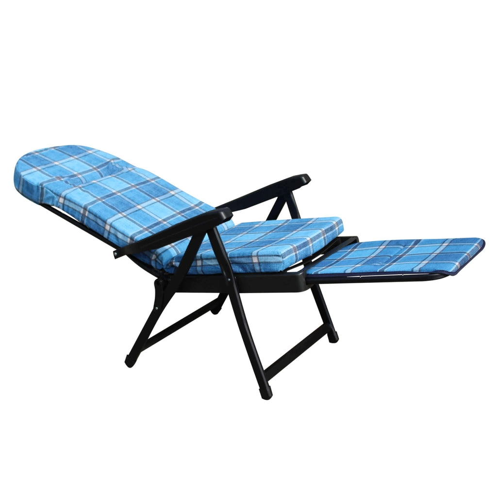 Poltrona Sdraio relax reclinabile in Tessuto Acciaio cm 155x60x60 - QUENTIN