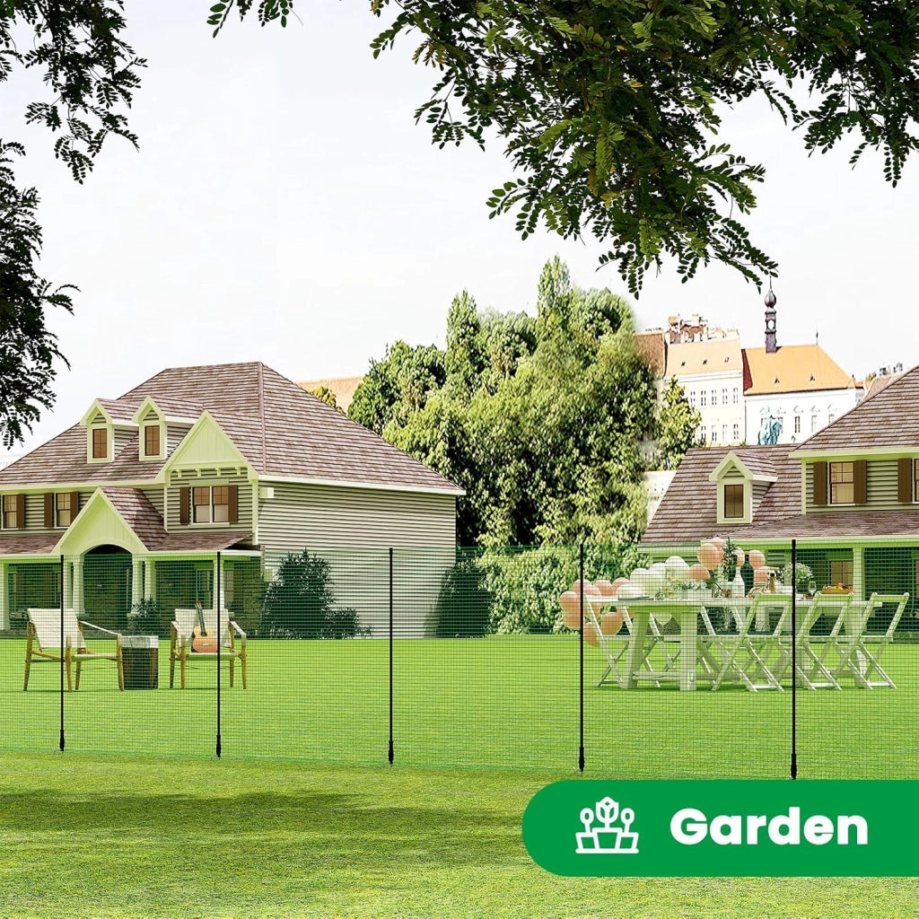 WOLTU Rete per pollame,Rete Verde per Recinzione con Pali 20x1,2 m, Recinzione da Giardino a Maglia con Picchetti, Funi e Fascette, per Frutteti, Fattorie, Animali, Orti, in PE 53g/m²,Verde
