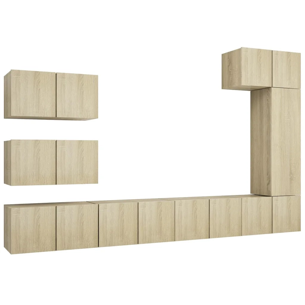 Set di Mobili Porta TV 8 pz-Set di 8 Credenza per TV Rovere Sonoma in Legno Multistrato 186645