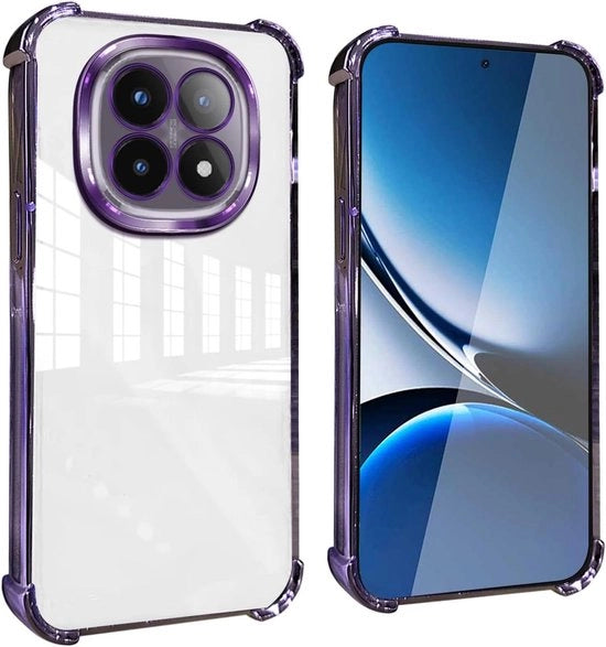 Hoesa per Xiaomi Redmi Note 14 Pro+ Plus 5G - Copertura schoccorientata con angoli rinforzati - Design trasparente - Resistente a impronte digitali - Blu