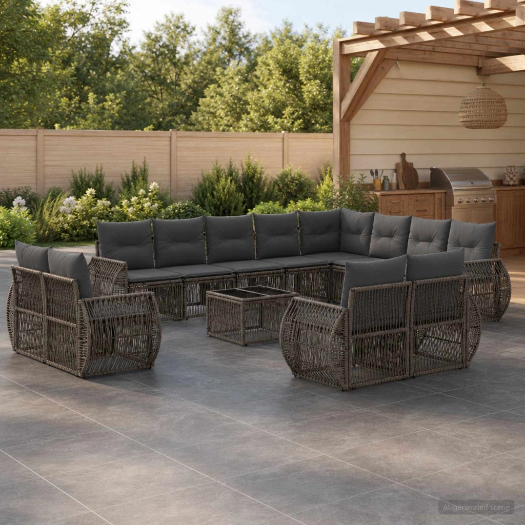 Set Divano da Giardino 13 pz Grigio e Grigio Scuro polyrattan 3435596