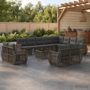 Set Divano da Giardino 13 pz Grigio e Grigio Scuro polyrattan 3435596