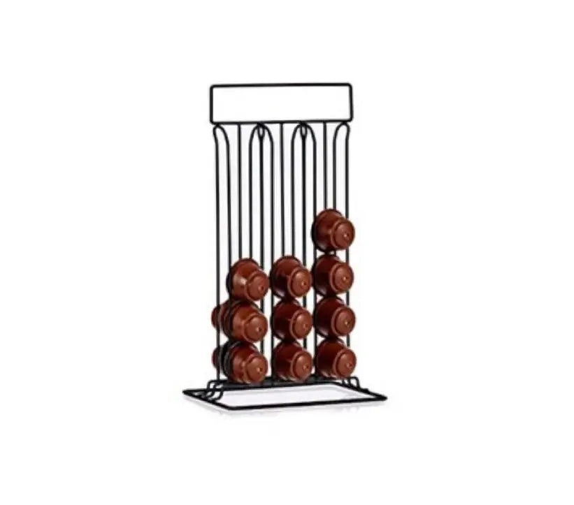 Portacapsule da 36 posti in acciaio nero cm 10 x 38 x 24,8h
