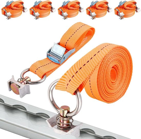 Set di 4 Cinture di Fissaggio aereo - Cintura di fissaggio da 5 m - Accessori per binari aereo con chiusura a molla - Accessori per binari aereo di fissaggio