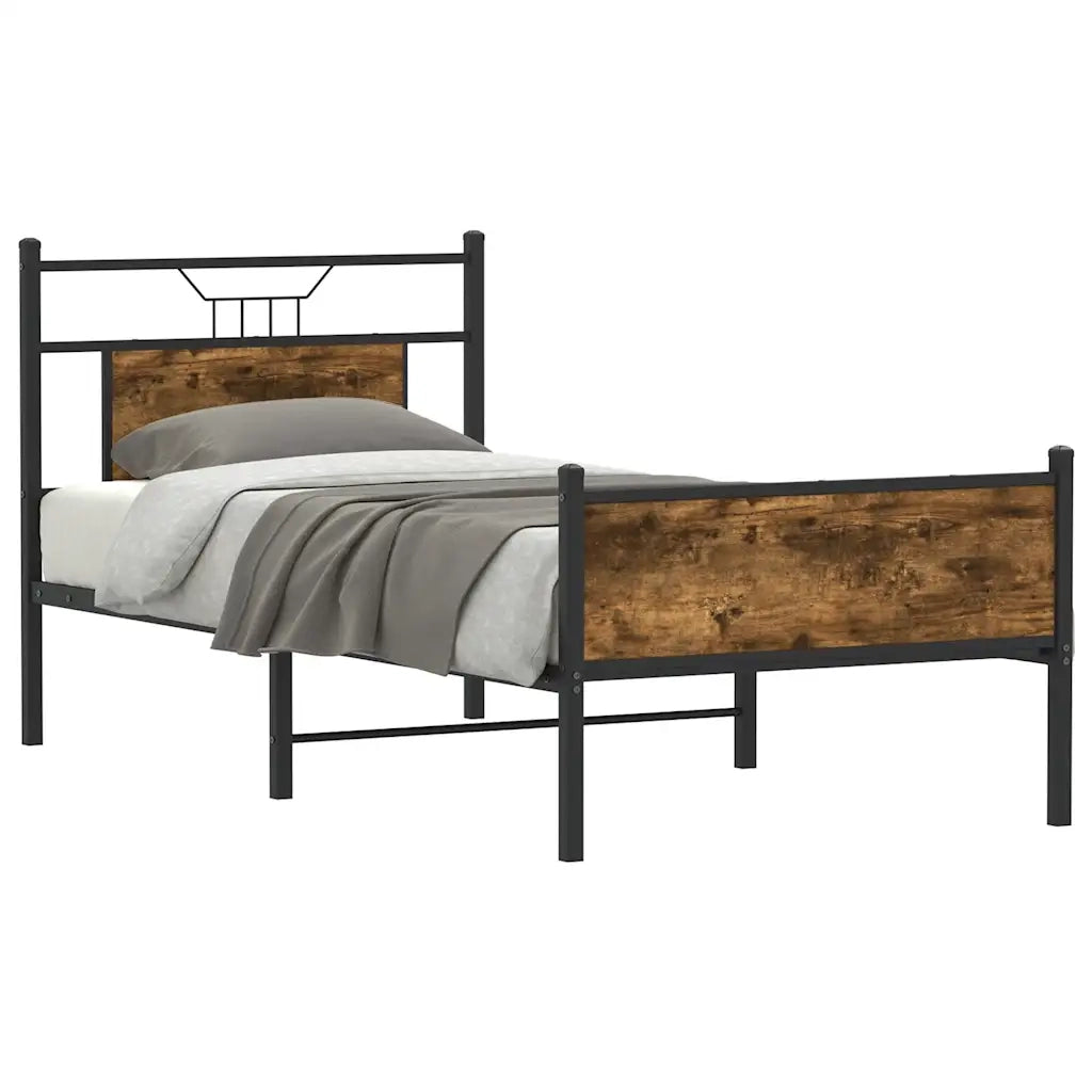 vidaXL Giroletto senza Materasso Rovere Fumo 90x200 cm in Truciolato