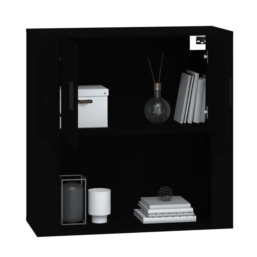 Armadietto a Muro | Mobile a Parete Nero 80x33x80 cm in Legno Multistrato