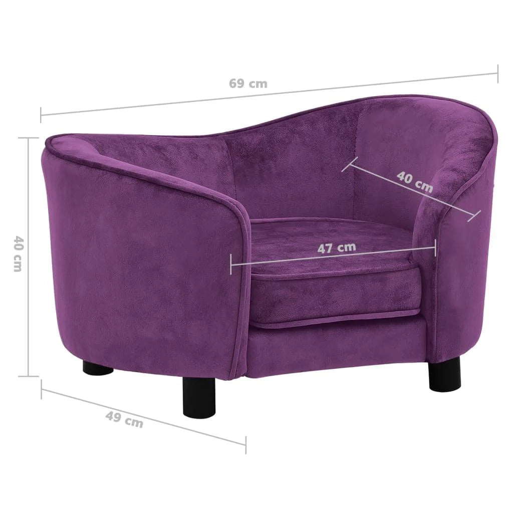 Divano per cani 69 cm peluche bordeaux 02_0000118