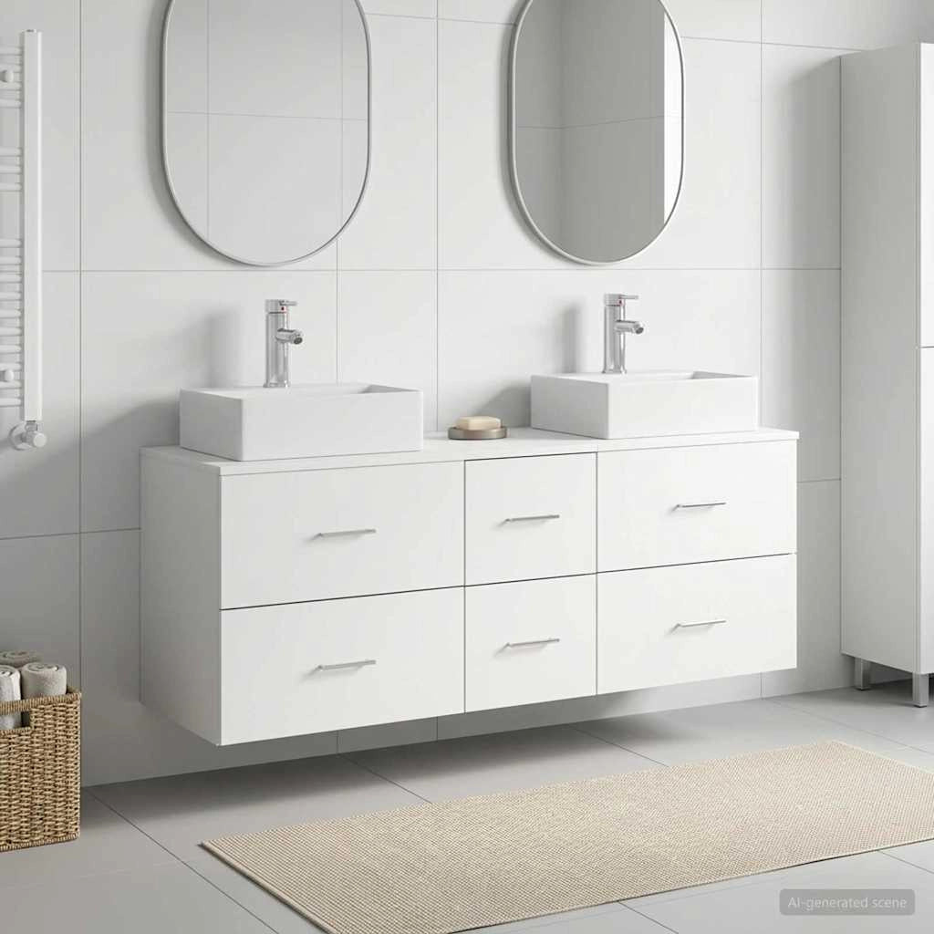 Set di Armadi da Bagno 3 pz Bianco 129 x 41 x 79,5 cm 3405843