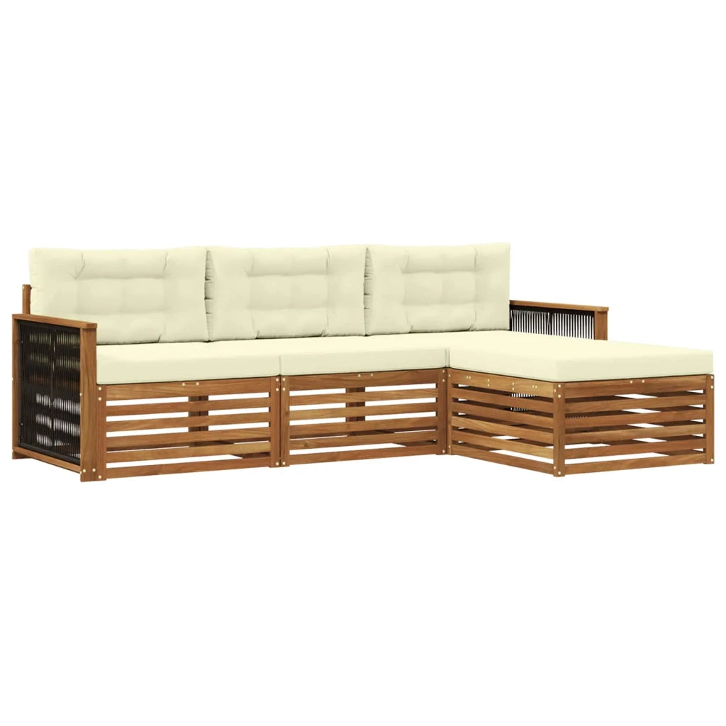 Set di divani da esterno Naturale e Crema 249 x 162,5 x 73 cm