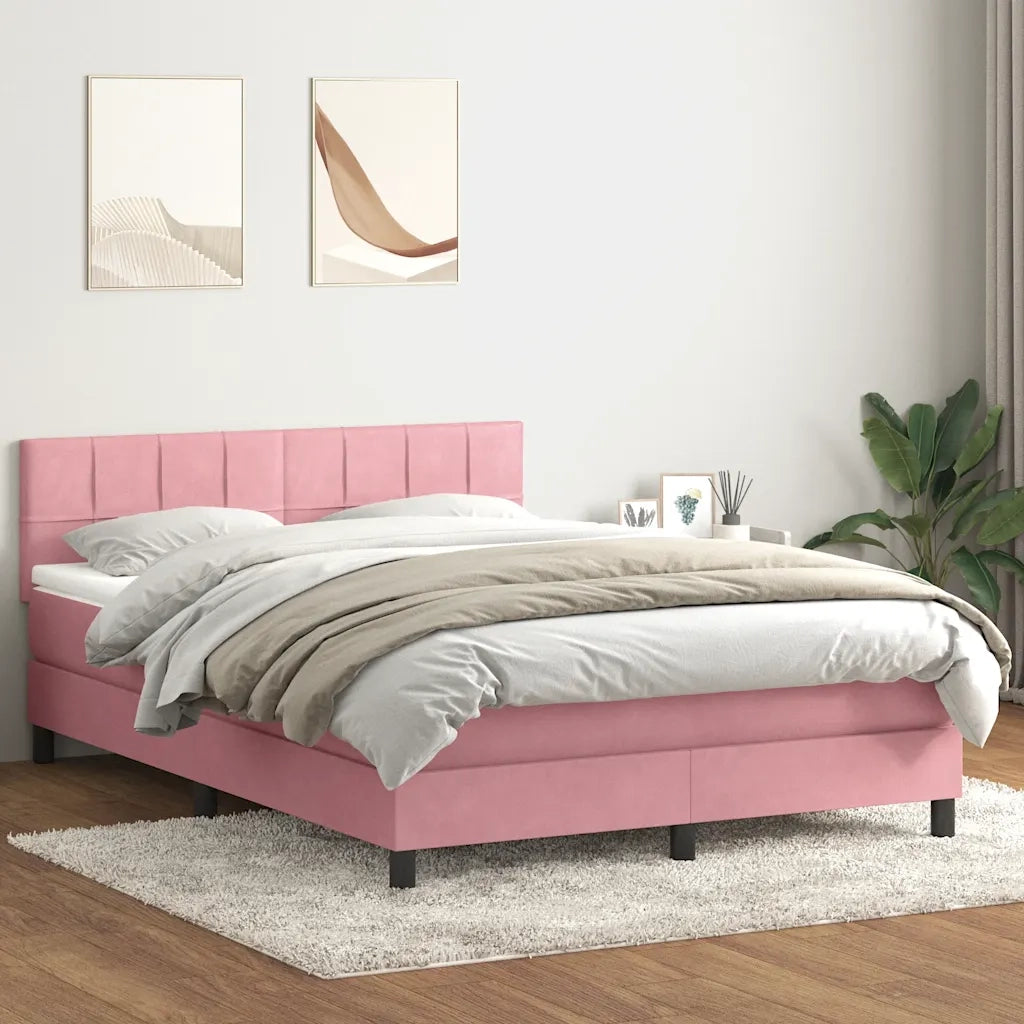 Letto a Molle con Materasso e LED Rosa 140x220 cm in Velluto 3316934