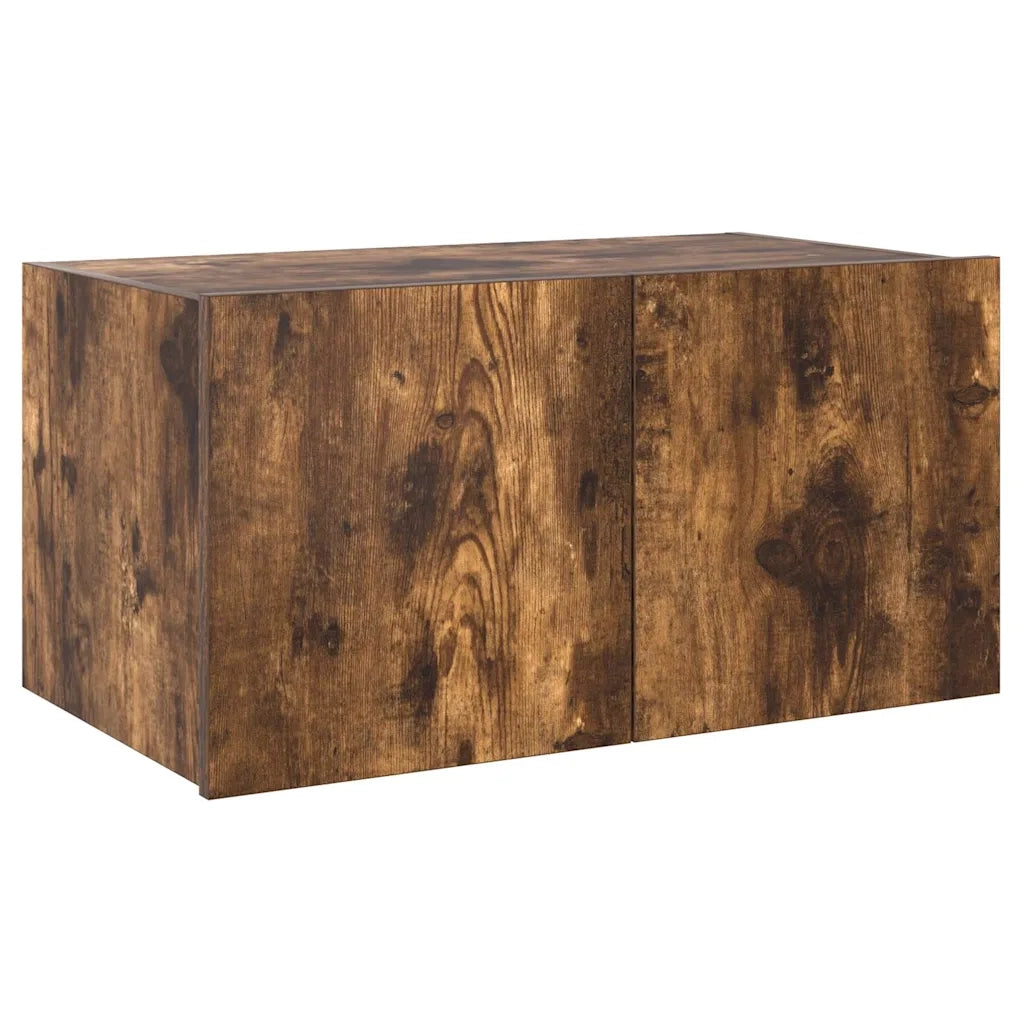 Mobile TV a Parete con Luci LED Rovere Fumo 60x35x31 cm 837275
