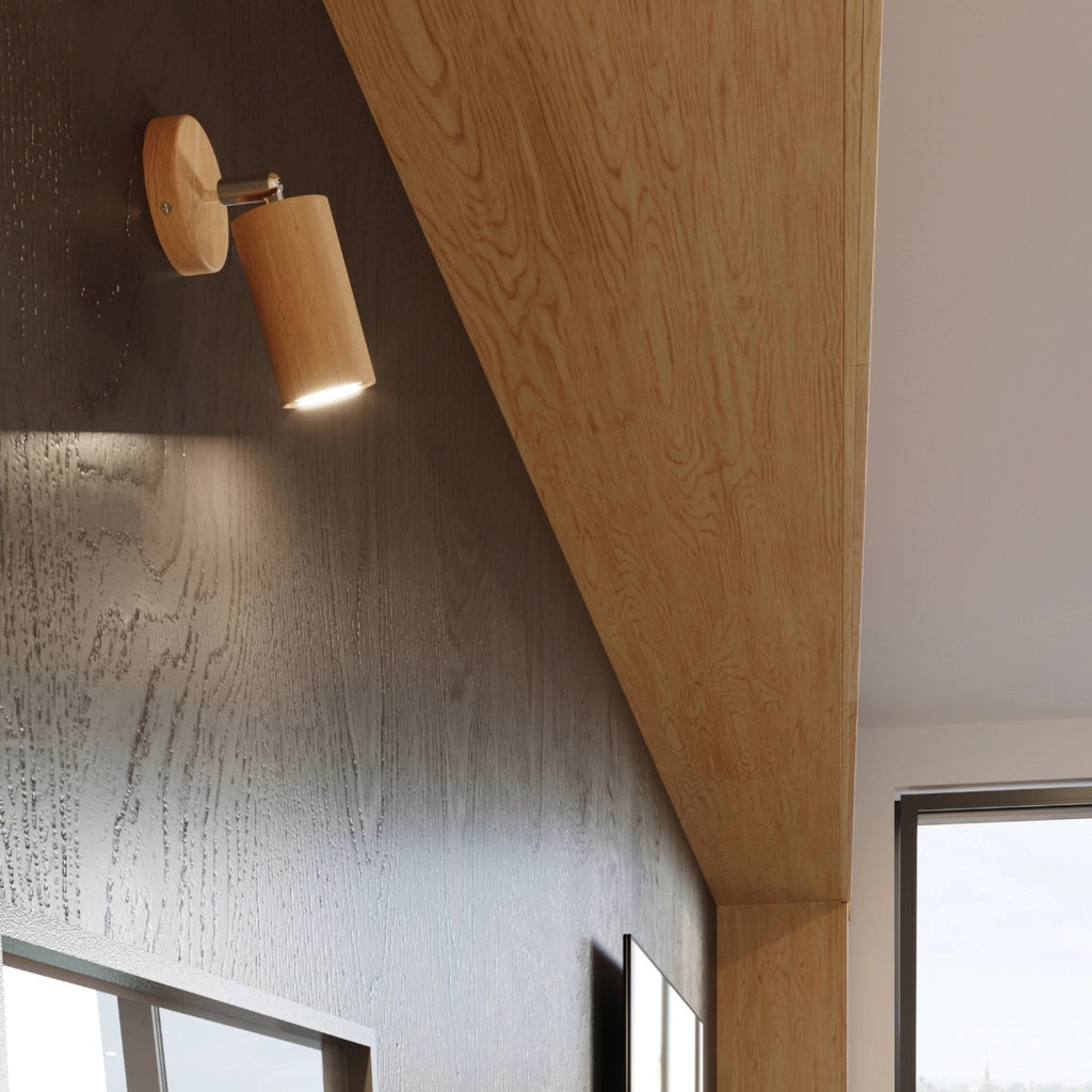 Applique MONTAN legno chiaro spot lettura GU10 Pure Lume