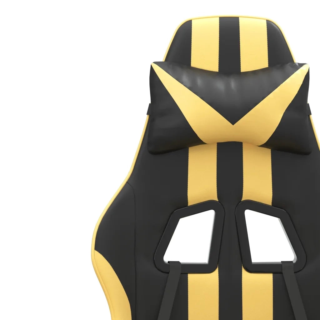 Sedia da Gaming Girevole con Poggiapiedi Nero e Oro Similpelle cod mxl 66596