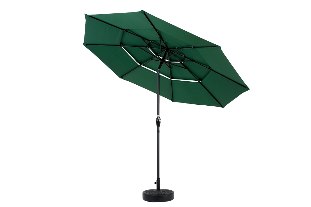 Ombrellone da giardino 10 FT a 3 livelli con apertura a manovella e inclinazione; verde scuro