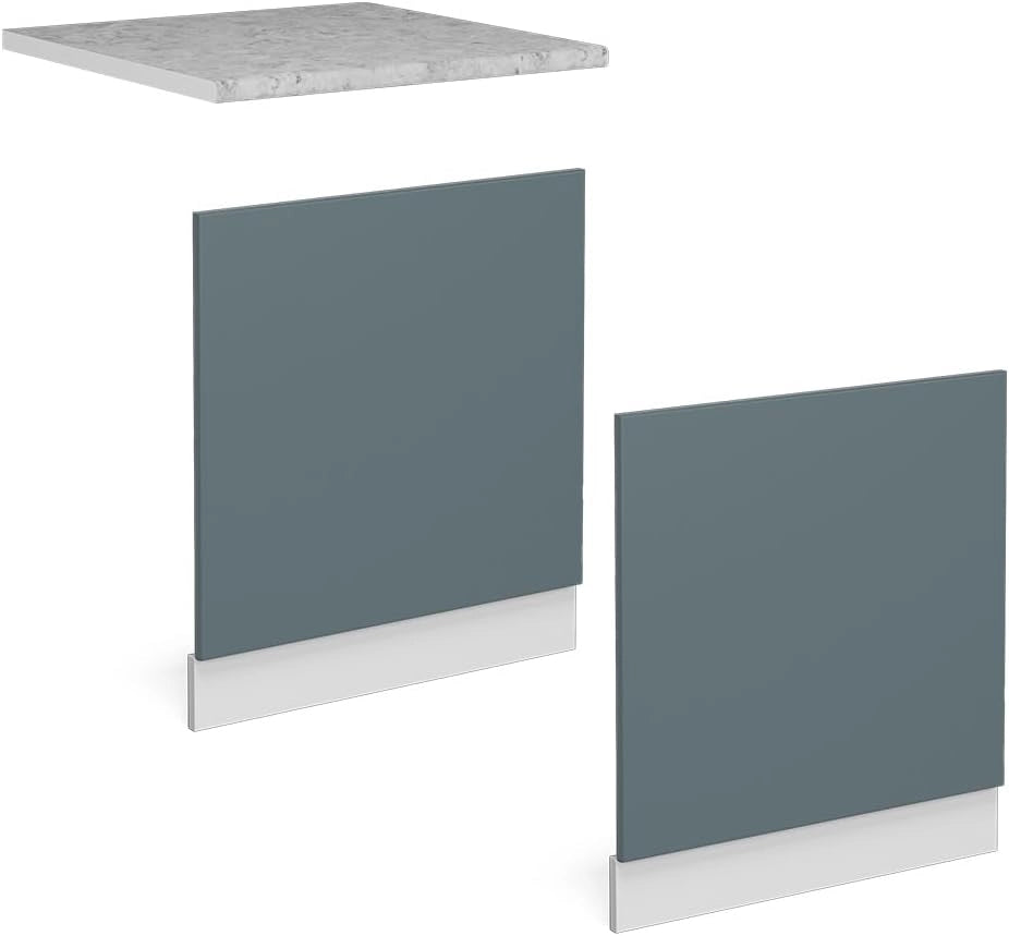 Pannello frontale R-Line, Grigio-blu, 60 cm, PL Marmo, per la libera combinazione all'interno di sistemi cucina modulari