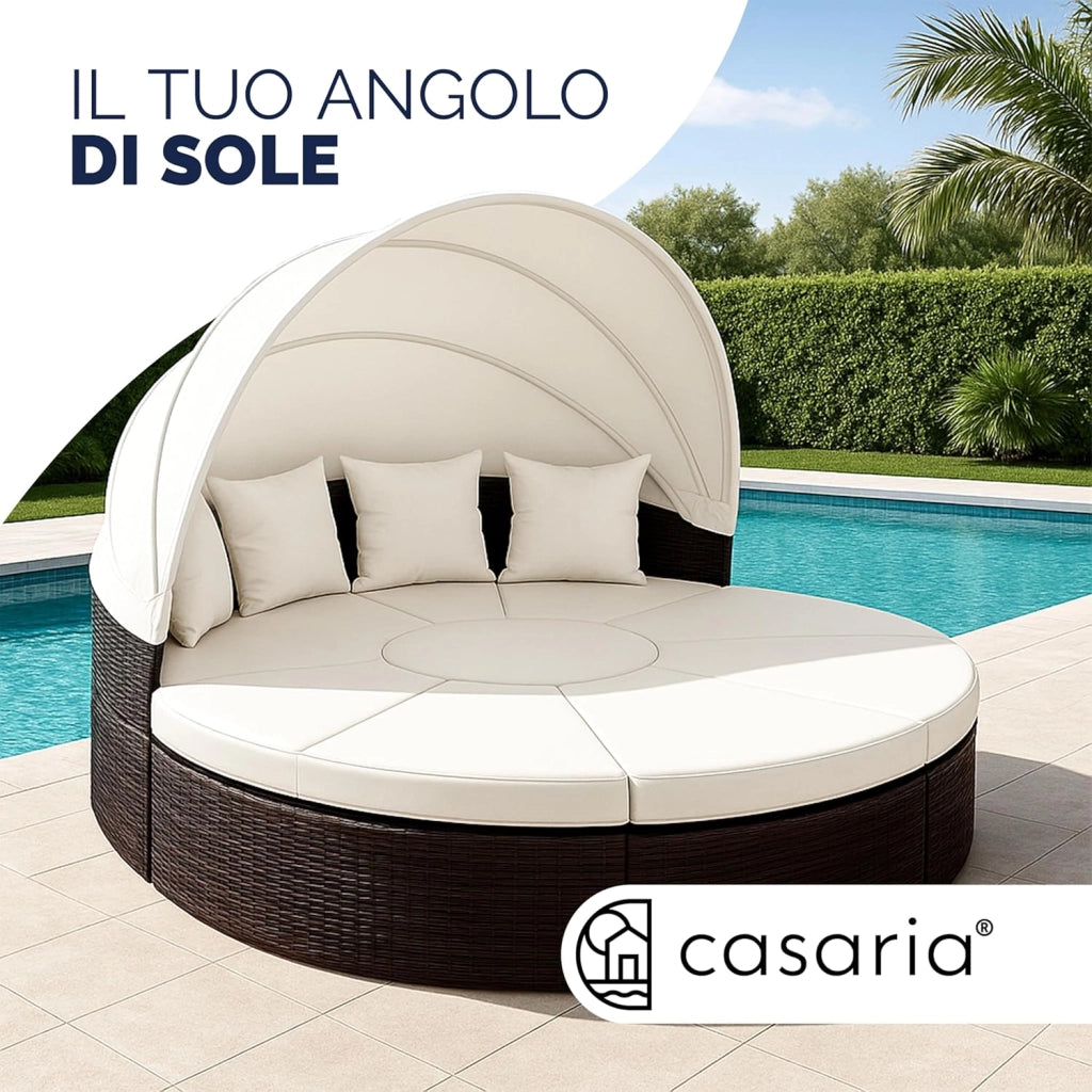 Isola Prendisole Polyrattan Ø230 Baldacchino Cuscini Lettino Set Lounge Componibile