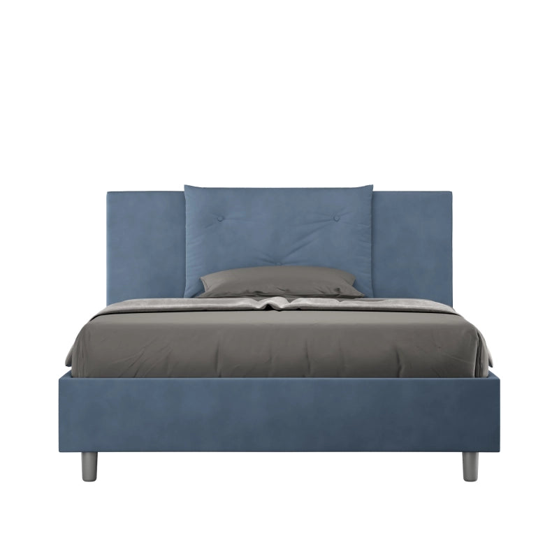 Letto imbottito Matrimoniale francese 140x210 cm Appia - Con rete,Microfibra,Blu