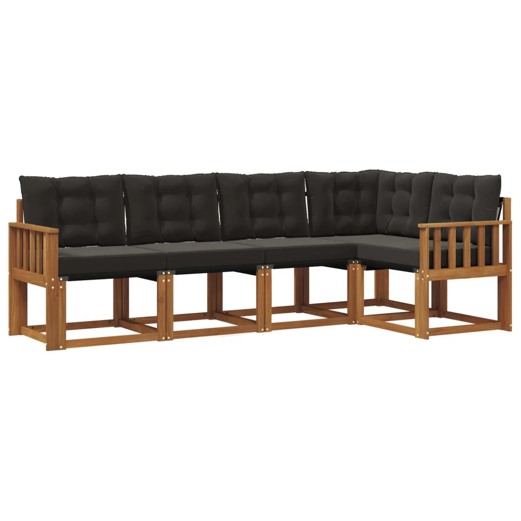Set di divani da esterno con cuscino 5 pcs Naturale e Nero 3368663