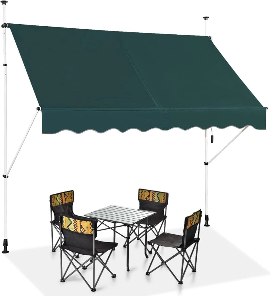 Tenda da Sole per Esterno, Tenda da Sole a Morsetto per Balcone con Struttura Telescopica e Tessuto Resistene ai Raggi Solari, Regolabile in Altezza e in Angolazione (200 cm,Verde)
