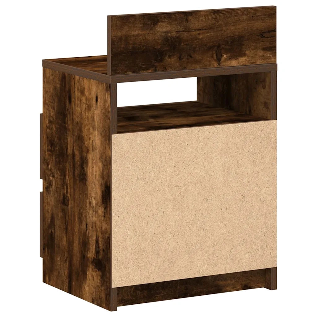 Comodini 2 pz con 2 Cassetti Rovere Fumo 40x33x60 cm 858569