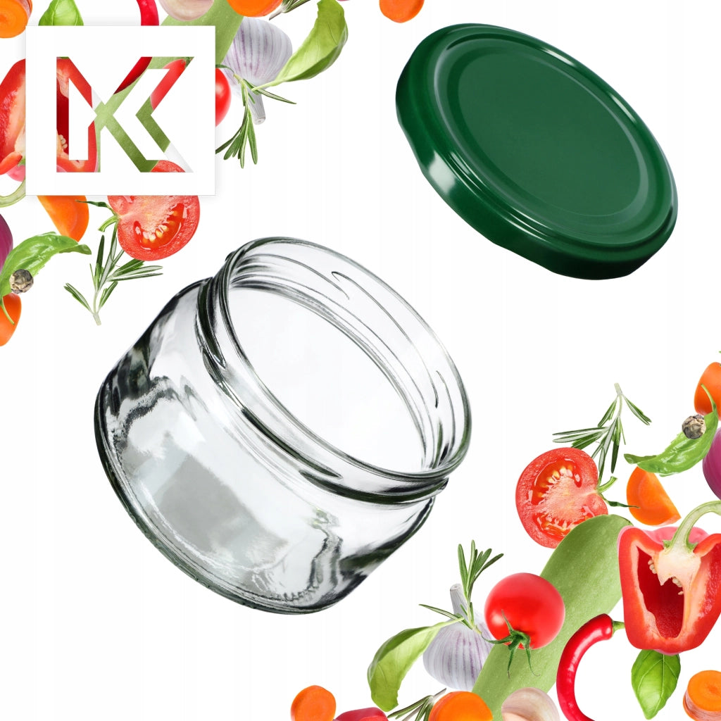 Barattoli per conserve KADAX Denia 250 ml 50 pezzi 82 mm + coperchio verde