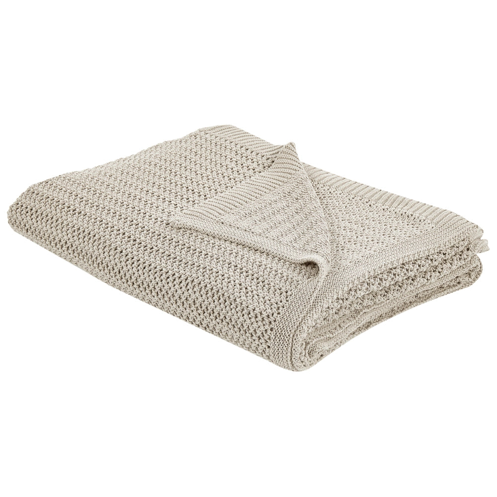 Copriletto in tessuto di cotone beige chiaro 150 x 200 cm Decorativo Biancheria da letto Design classico Camera da letto