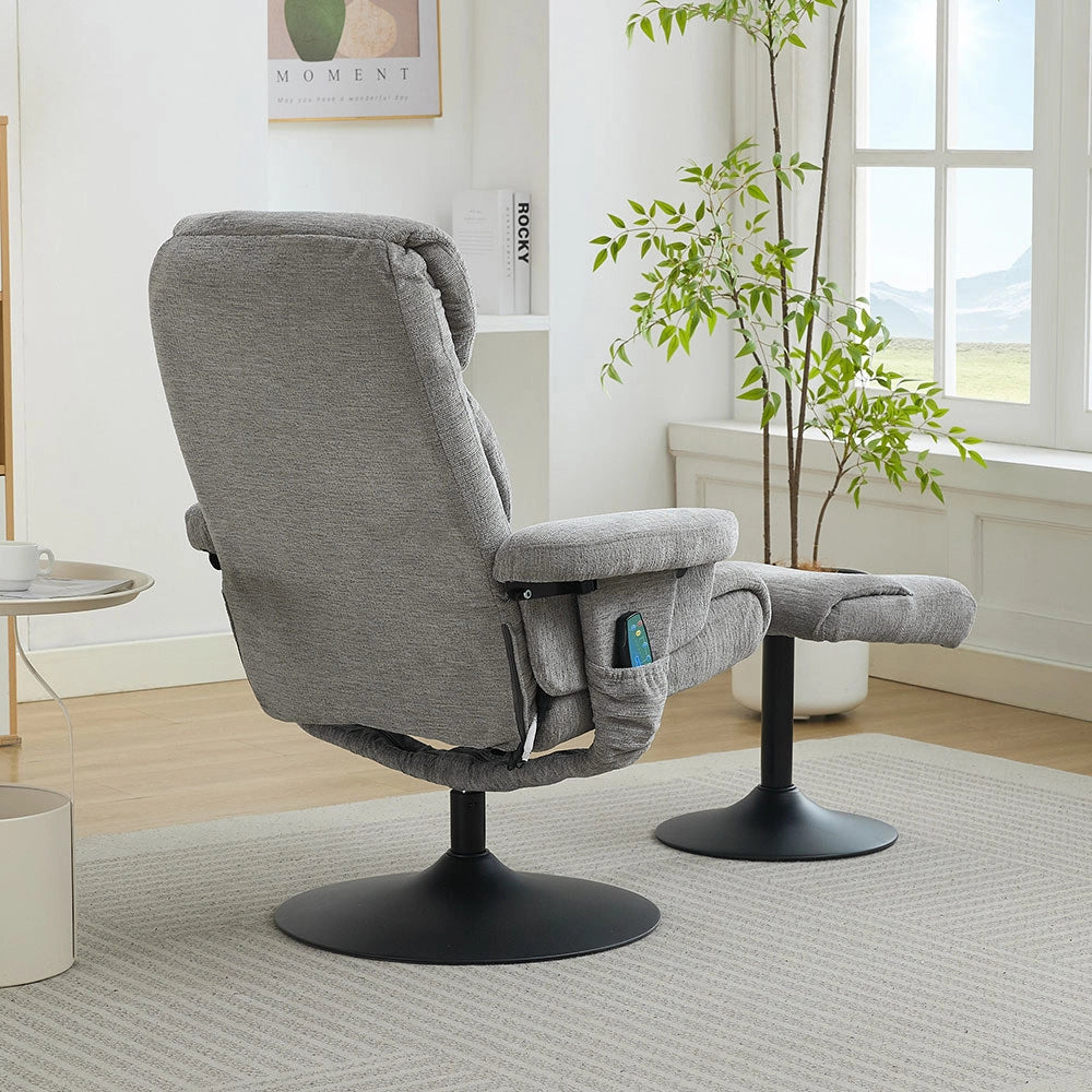 Poltrona massage - Xylo - 5 punti riscaldamento 360° chenille grigio