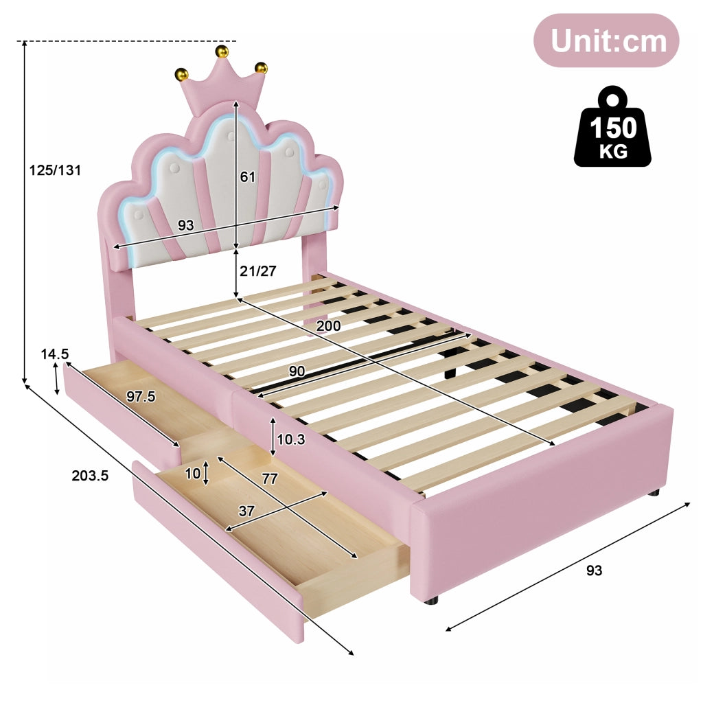 letto imbottito pu rosa 90 x 200 cm