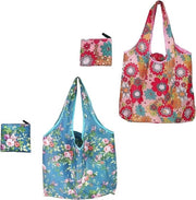 Borse da Shopping Rinnovabili in Materiali Ecowatch - Borse da Shopping a Follia con Fiore (Pack da 2, Rosa Blu)
