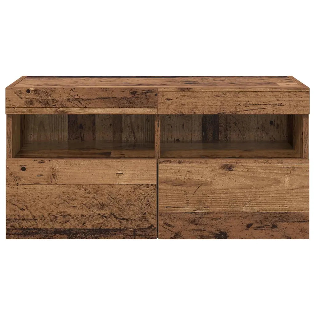 Mobile TV da Parete | Armadietto TV | Mobile Porta TV con LED Legno vecchio 80 x 30 x 40 cm