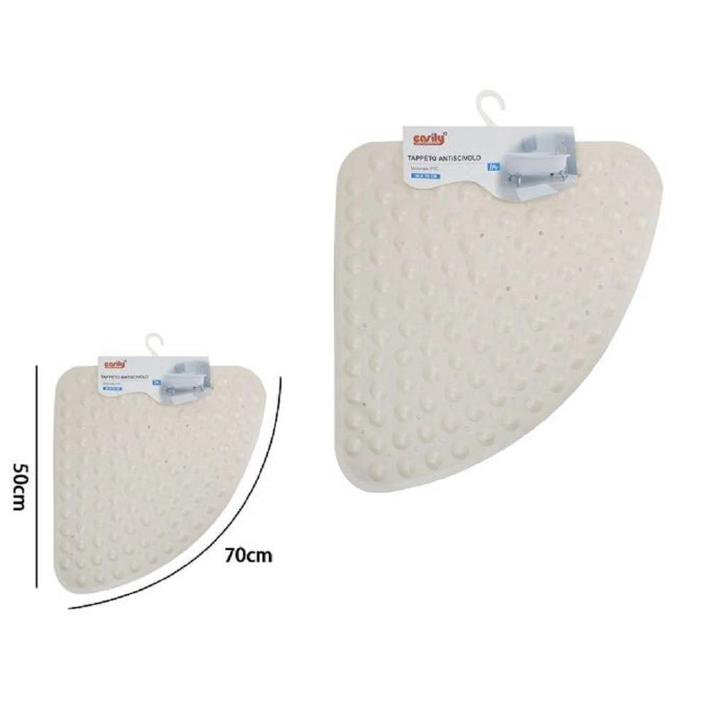 Trade Shop - Tappeto Pvc Antiscivolo Triangolare Beige Per Vasca Bagno Doccia 50x70 Cm 79735 -