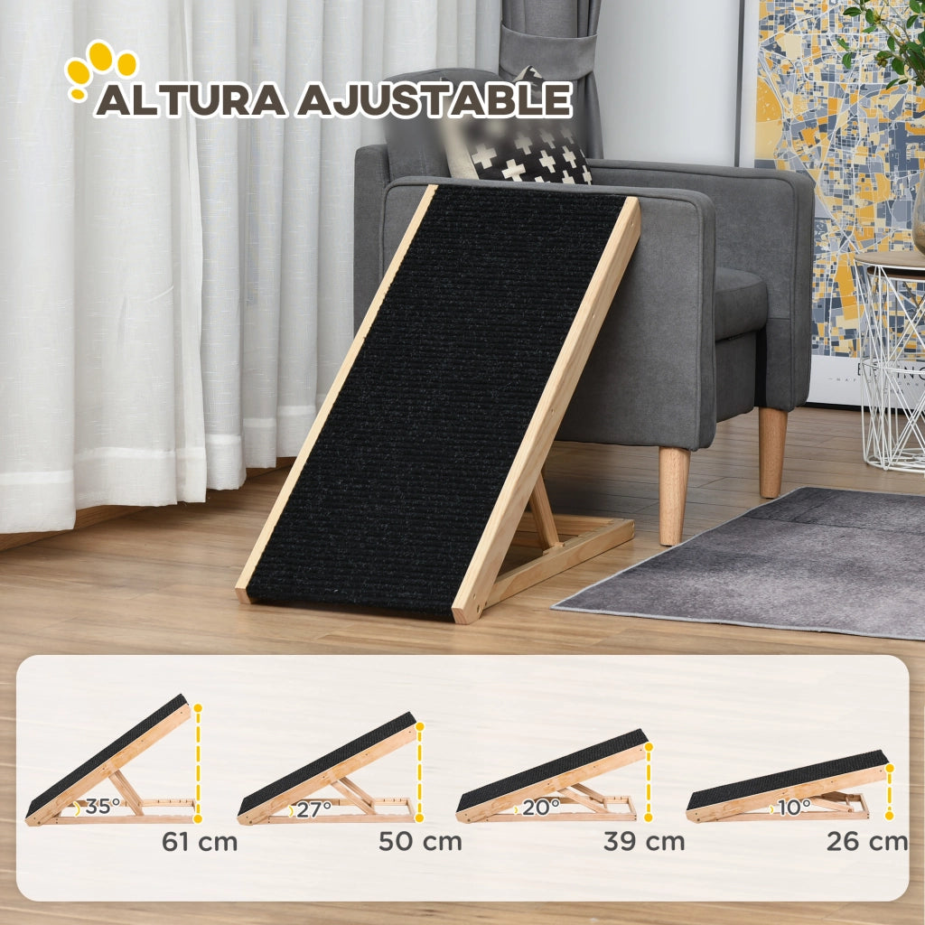 Rampa Pieghevole per Cani e Gatti in Legno ¨C zephmum ¨C 90x40x61 cm Naturale
