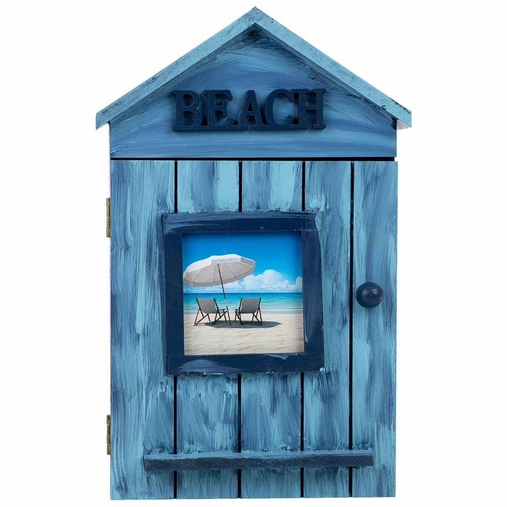 Cassetta portachiavi in ​​legno blu, 20x8x30h cm
