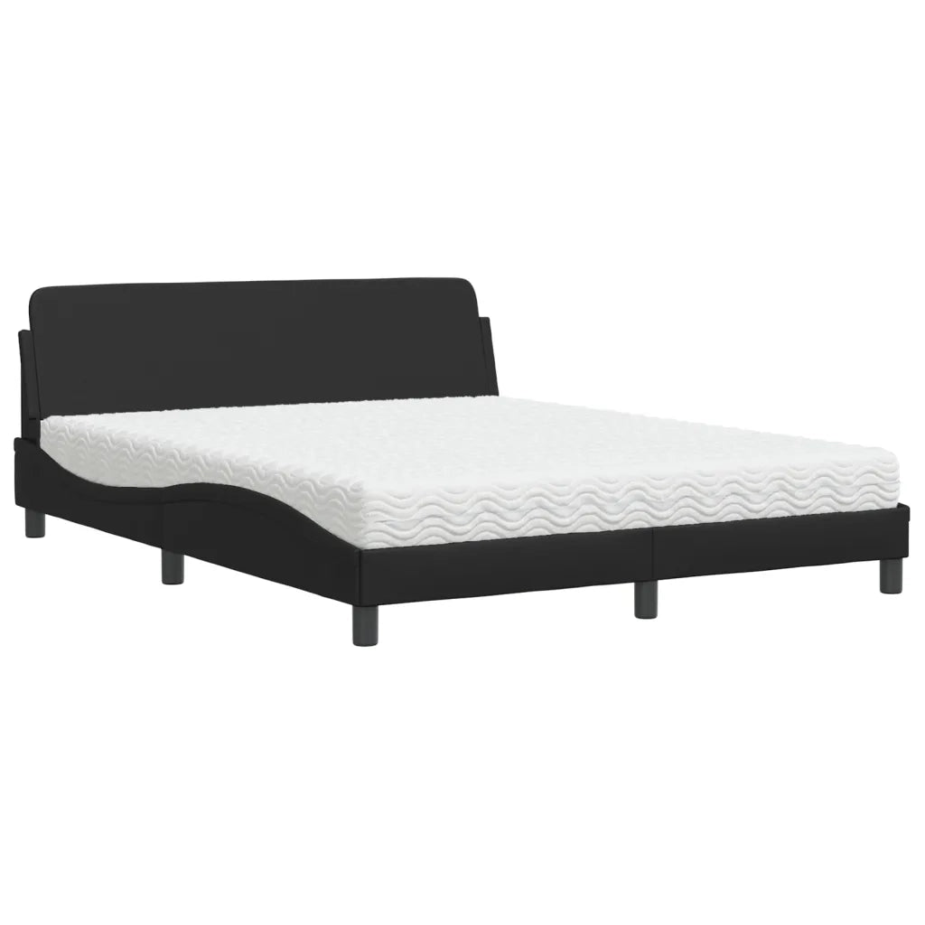 Letto con Materasso Dover Nero 160x200 cm in Similpelle