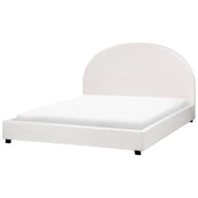 Letto matrimoniale ad acqua in tessuto bouclè bianco sporco 160 x 200 cm retrò minimalista